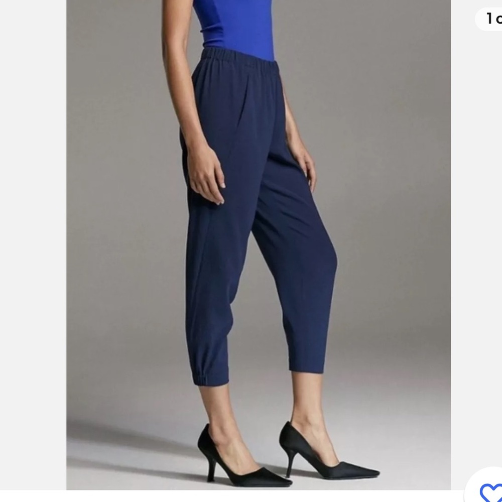 Babaton Aritzia Dexter Pants Jogger Style High-Rise Cuffed Pockets Navy Blue S